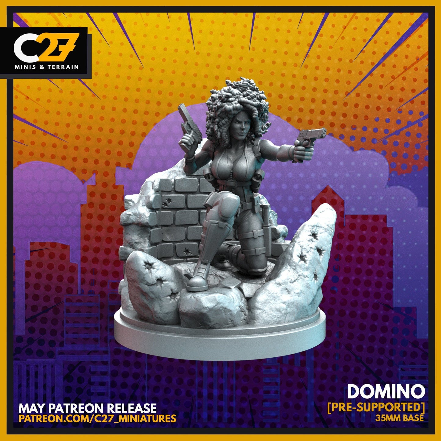 Domino (Deadpool 2) 40mm miniature (fan art sculpted by C27 collectibles) (Crisis Protocol Proxy/Alternative)