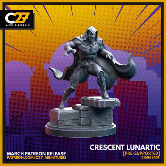 Moon Knight / Crescent Lunartic 40mm miniature (sculpted by C27 collectibles) (Crisis Protocol Proxy/Alternative)