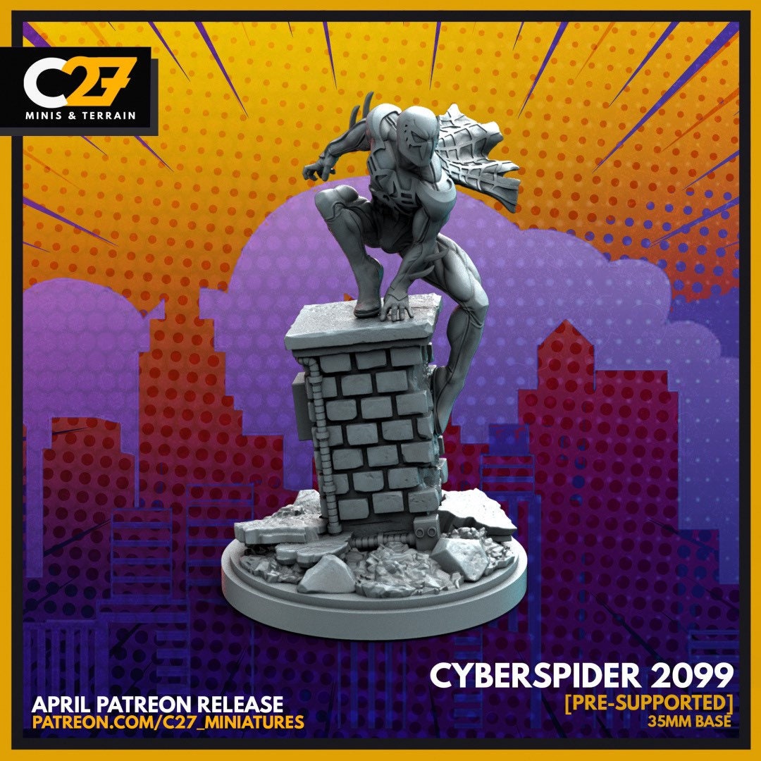 Spider-Man 2099 / Cyberspider 2099 40mm miniature (sculpted by C27 collectibles) (Crisis Protocol Proxy/Alternative)