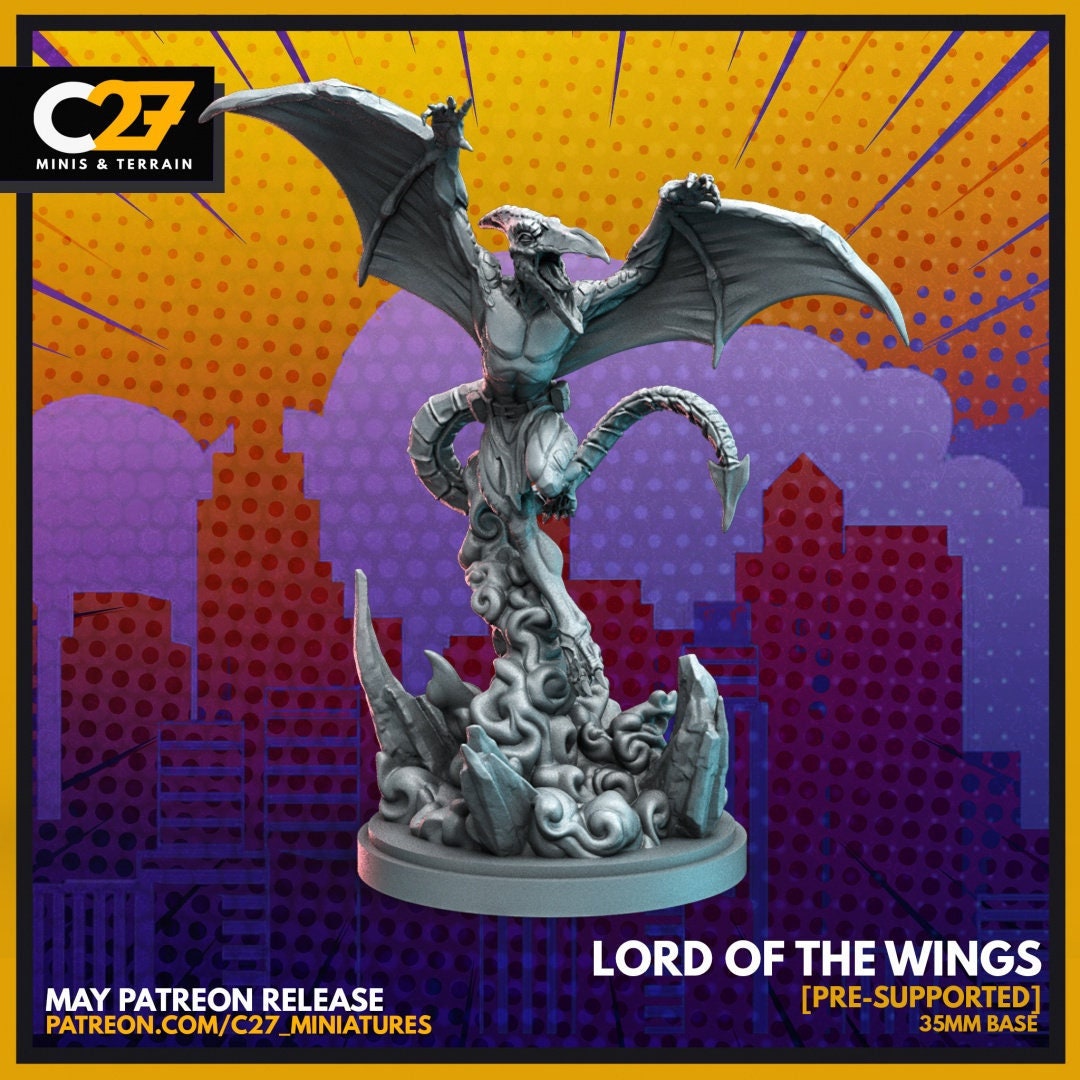 Sauron / Lord of the Wings 40mm miniature (sculpted by C27 collectibles) (Crisis Protocol Proxy/Alternative)