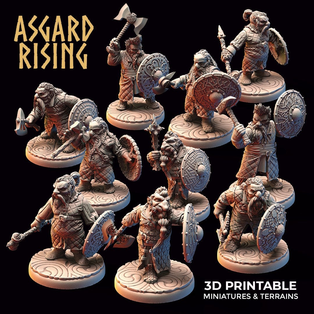 Dwarf in Gambesons warband (set of 5/10) by Asgard Rising (Troll / Giant)