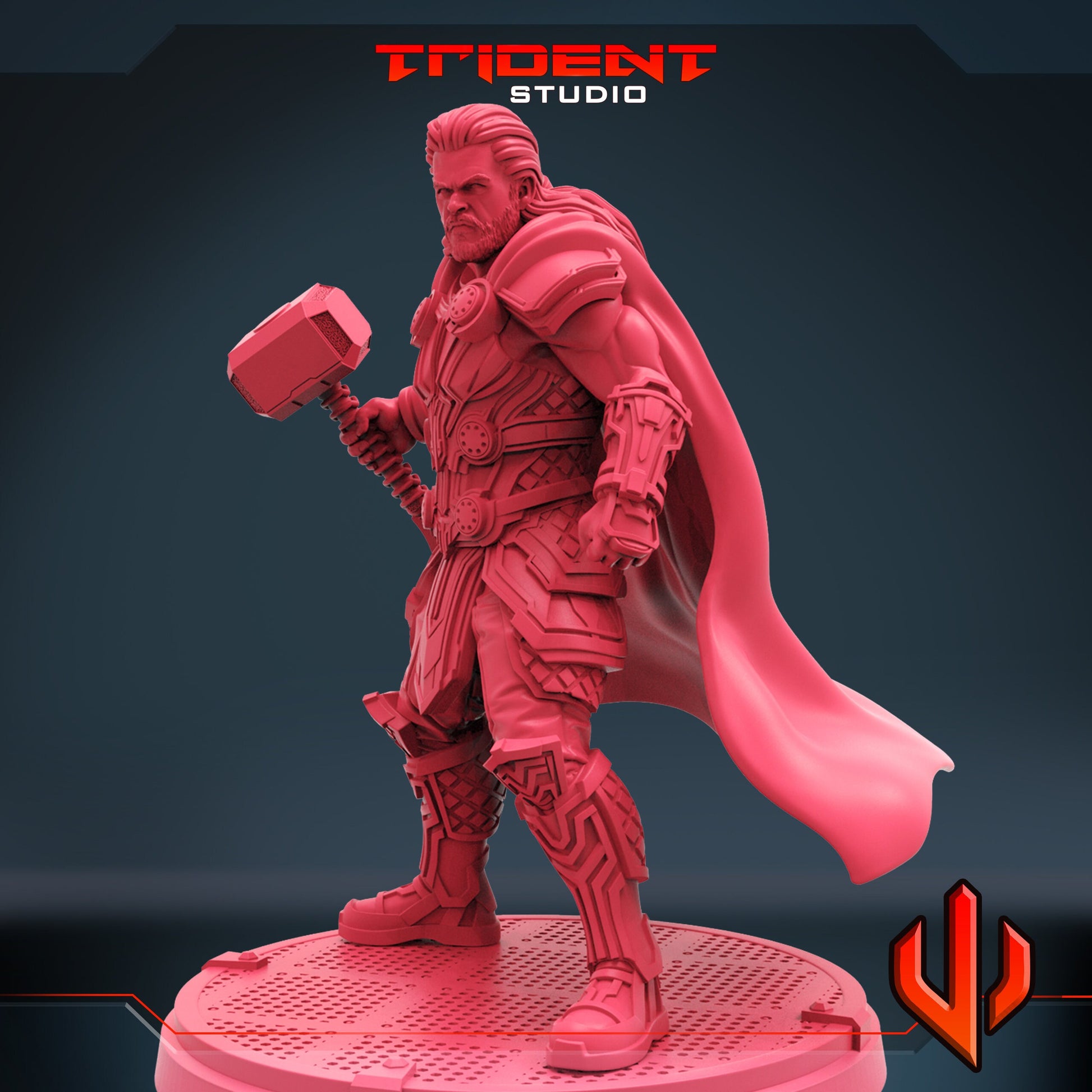 Thor with Mjolnir (B) (Fan art sculpted by Trident Studio) (Crisis Protocol Proxy/Alternative)
