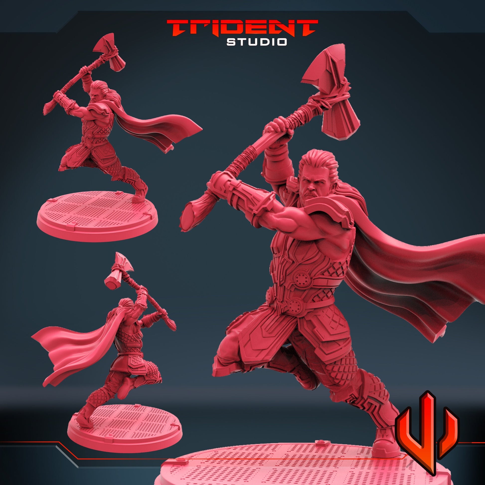 Thor with Stormbreaker (A) (Fan art sculpted by Trident Studio) (Crisis Protocol Proxy/Alternative)