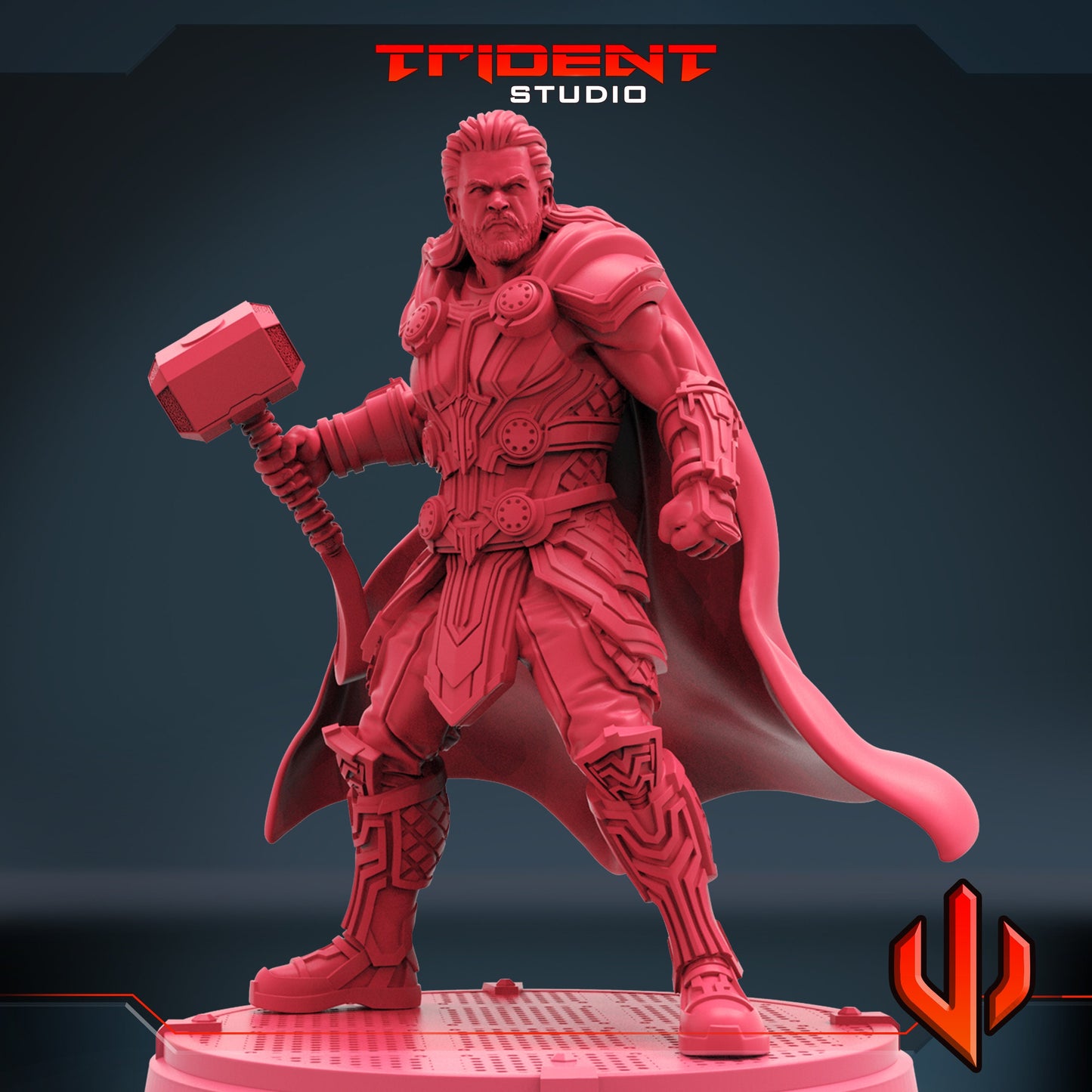 Thor with Mjolnir (B) (Fan art sculpted by Trident Studio) (Crisis Protocol Proxy/Alternative)