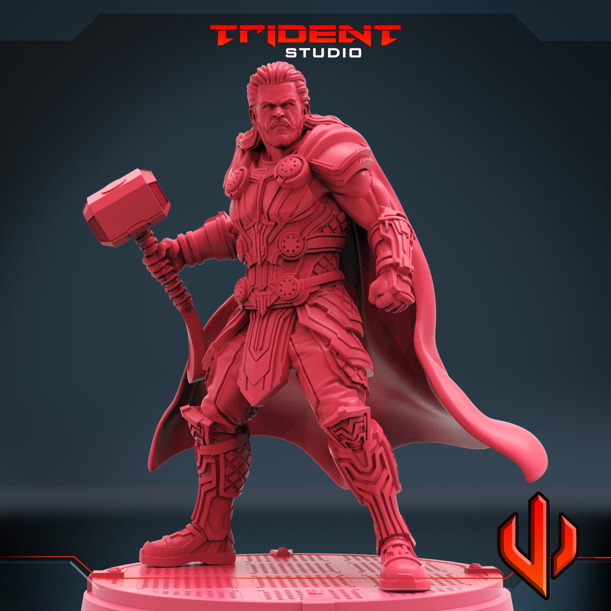 Thor with Mjolnir (B) (Fan art sculpted by Trident Studio) (Crisis Protocol Proxy/Alternative)