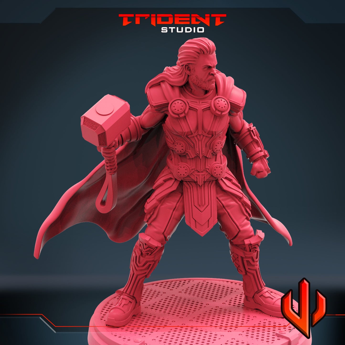 Thor with Mjolnir (B) (Fan art sculpted by Trident Studio) (Crisis Protocol Proxy/Alternative)
