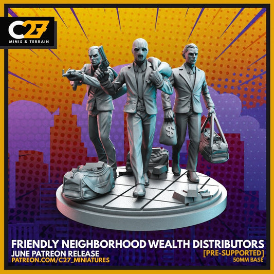 Bank Robbers / Friendly Neighbourhood Wealth Distributors 40mm miniature (sculpted by C27 collectibles) (Crisis Protocol Proxy/Alternative)