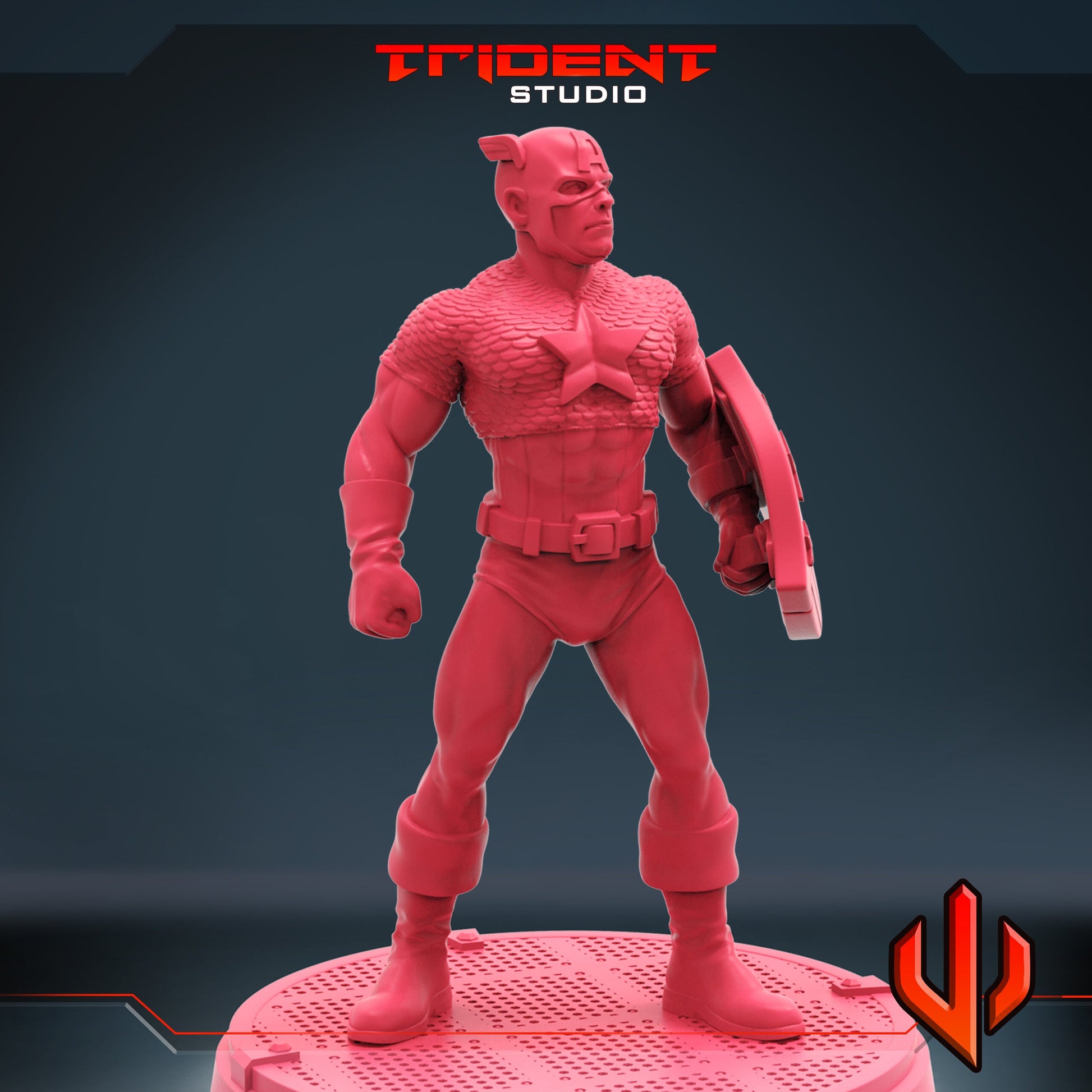 Captain America D (Fan art sculpted by Trident Studio) (Crisis Protocol Proxy/Alternative)