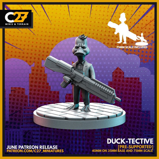 Howard the Duck / Ducktective 40mm miniature (sculpted by C27 collectibles) (Crisis Protocol Proxy/Alternative)
