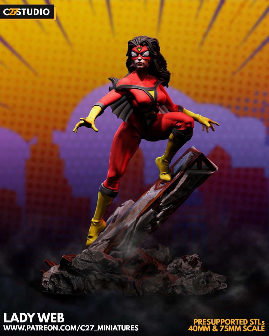 Spider-Woman / Lady Web 40mm miniature (sculpted by C27 collectibles) (Crisis Protocol Proxy/Alternative)