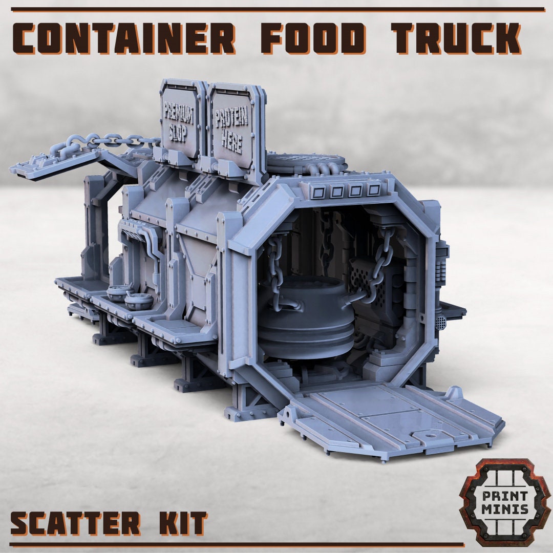 Add On: Transport Container Food Truck Accessories (Does not include container) (sculpted by PrintMinis)