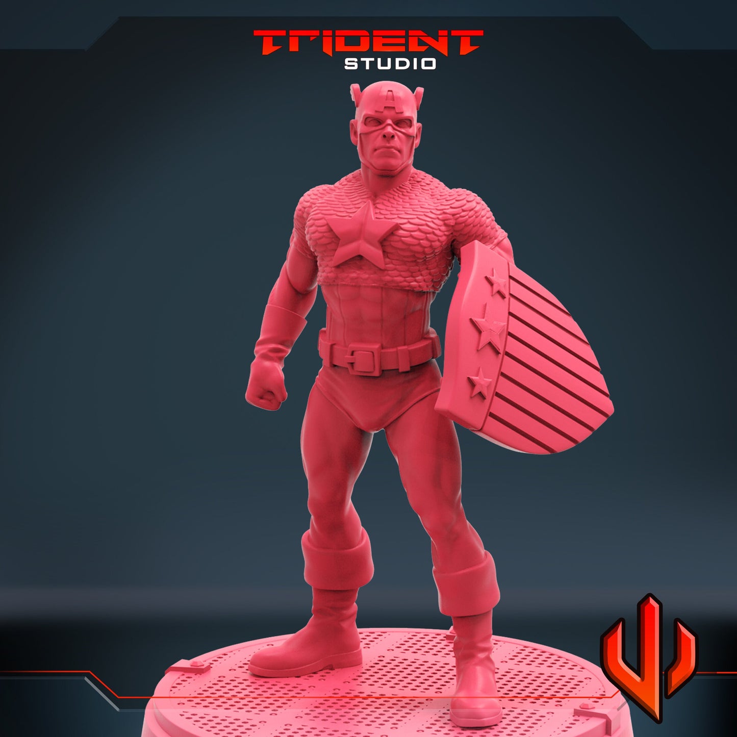 Captain America D (Fan art sculpted by Trident Studio) (Crisis Protocol Proxy/Alternative)