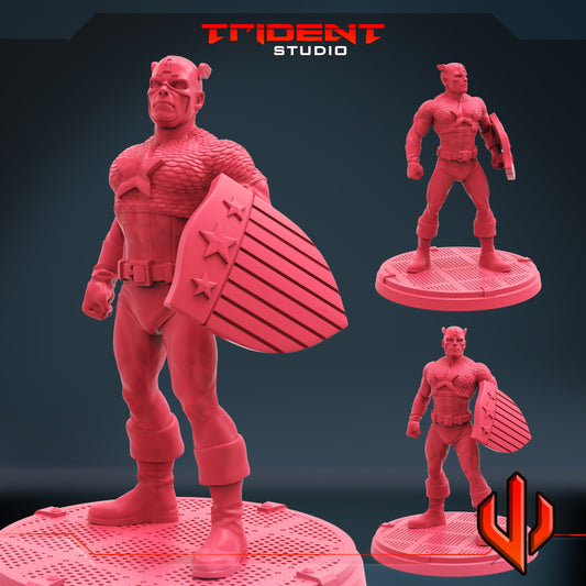 Captain America D (Fan art sculpted by Trident Studio) (Crisis Protocol Proxy/Alternative)
