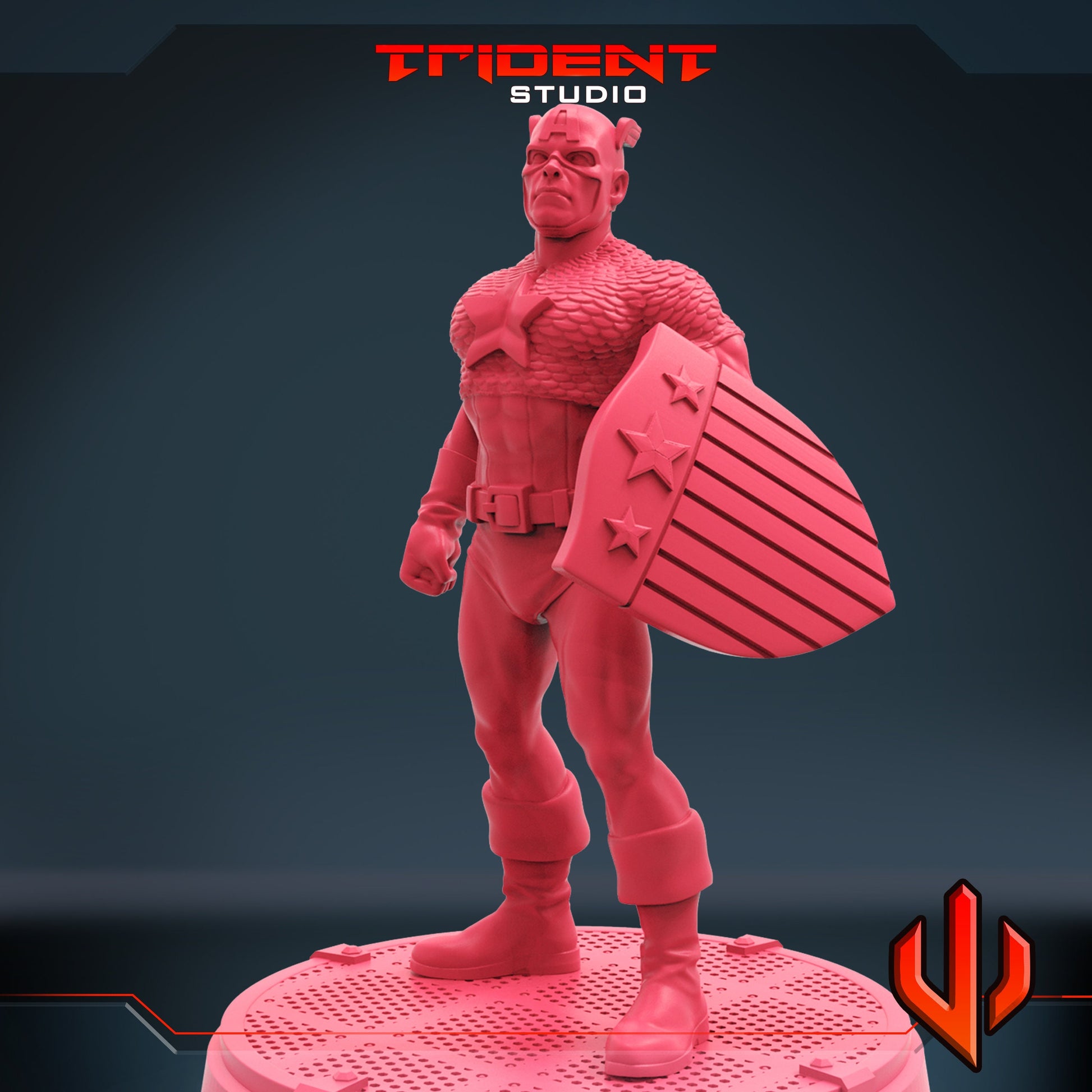 Captain America D (Fan art sculpted by Trident Studio) (Crisis Protocol Proxy/Alternative)