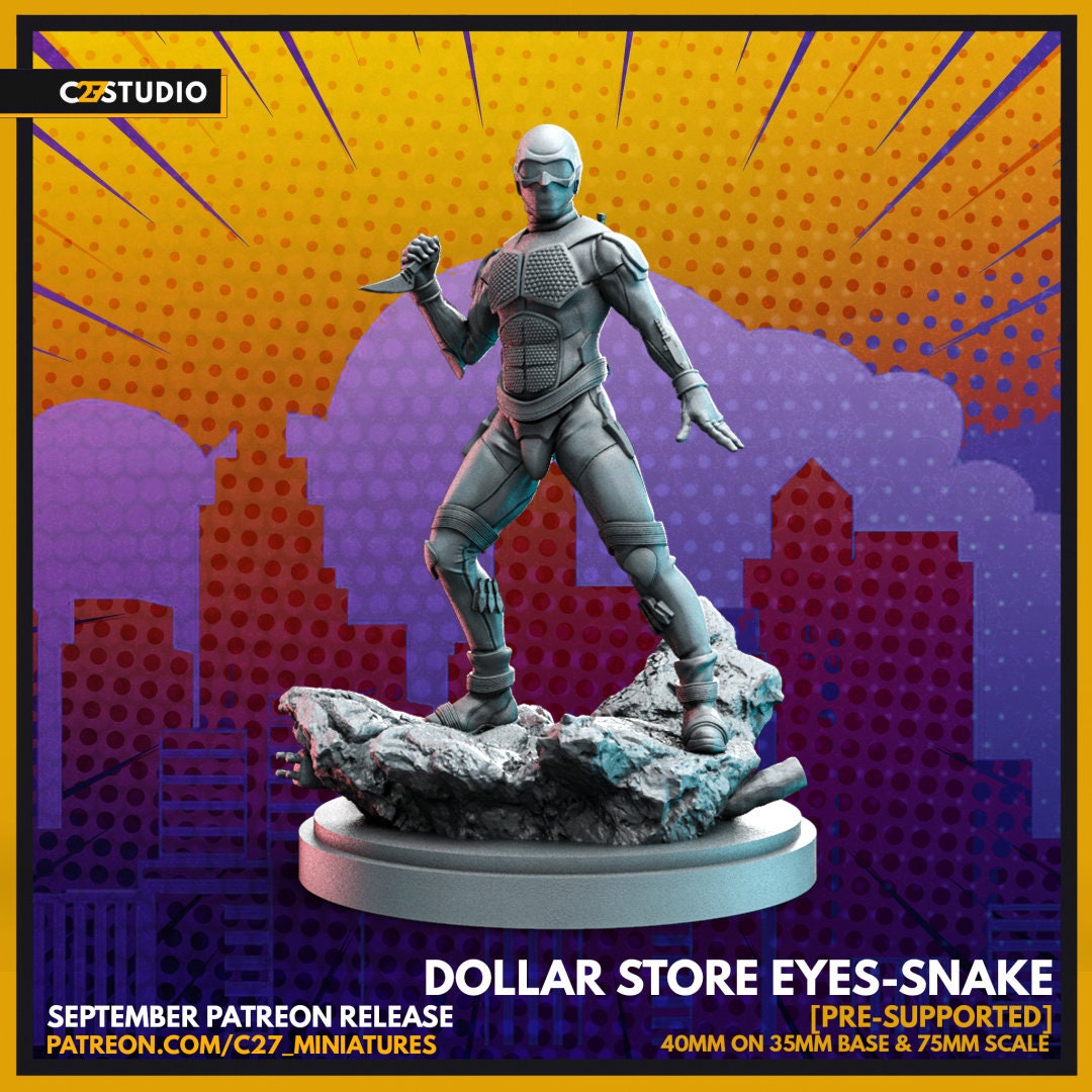 Black Noir / Dollar Store Eye Snake 40mm miniature (sculpted by C27 collectibles) (Crisis Protocol Proxy/Alternative)