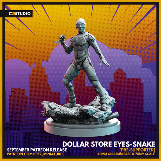 Black Noir / Dollar Store Eye Snake 40mm miniature (sculpted by C27 collectibles) (Crisis Protocol Proxy/Alternative)