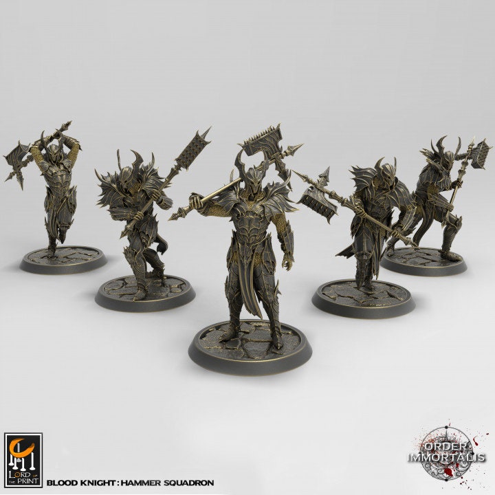 Bloodknight Squad with Hammers (Set of 5) - (Sculpted by Lord of the Print)