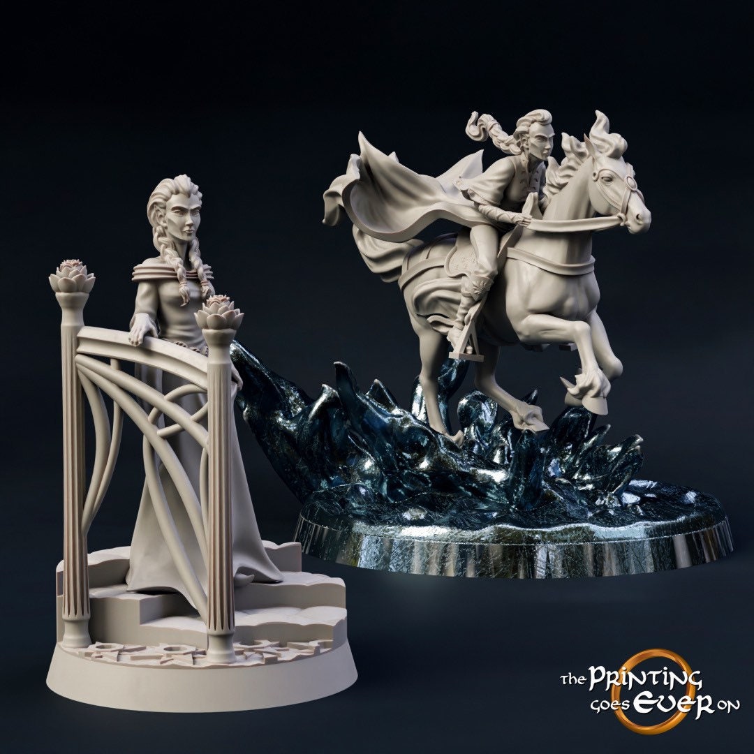 Elven Lady Aranwen - Mounted & On Foot (sculpted by Print Goes Ever On)