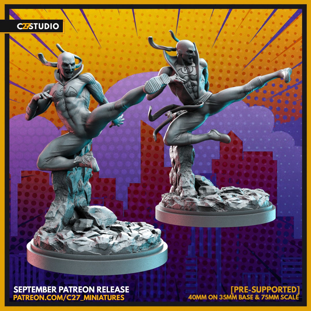 Iron Fist / The Boy With The Dragon Tattoo 40mm miniature (sculpted by C27 collectibles) (Crisis Protocol Proxy/Alternative)