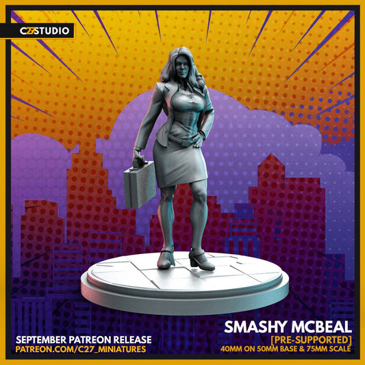 She-Hulk / Smashy McBeal 40mm miniature (sculpted by C27 collectibles) (Crisis Protocol Proxy/Alternative)