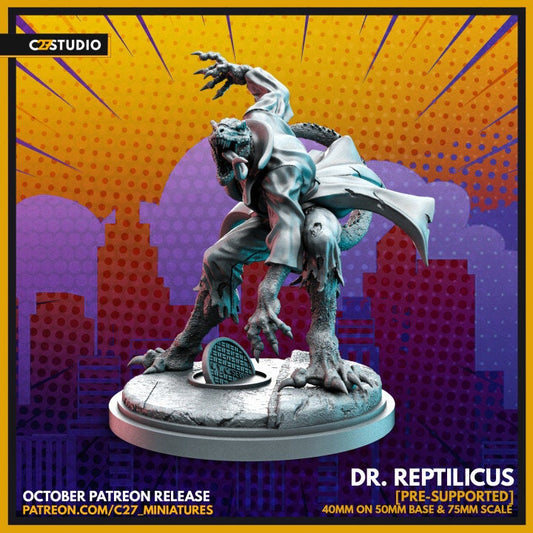 Lizard / Dr. Reptilicus 40mm miniature (sculpted by C27 collectibles) (Crisis Protocol Proxy/Alternative)