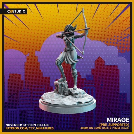 Moonstar / Mirage 40mm miniature (sculpted by C27 collectibles) (Crisis Protocol Proxy/Alternative)