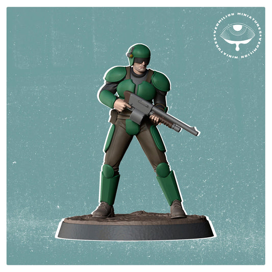 Wastelanders - Combat Armour (male) (Sculpted by Vermillion Miniatures)