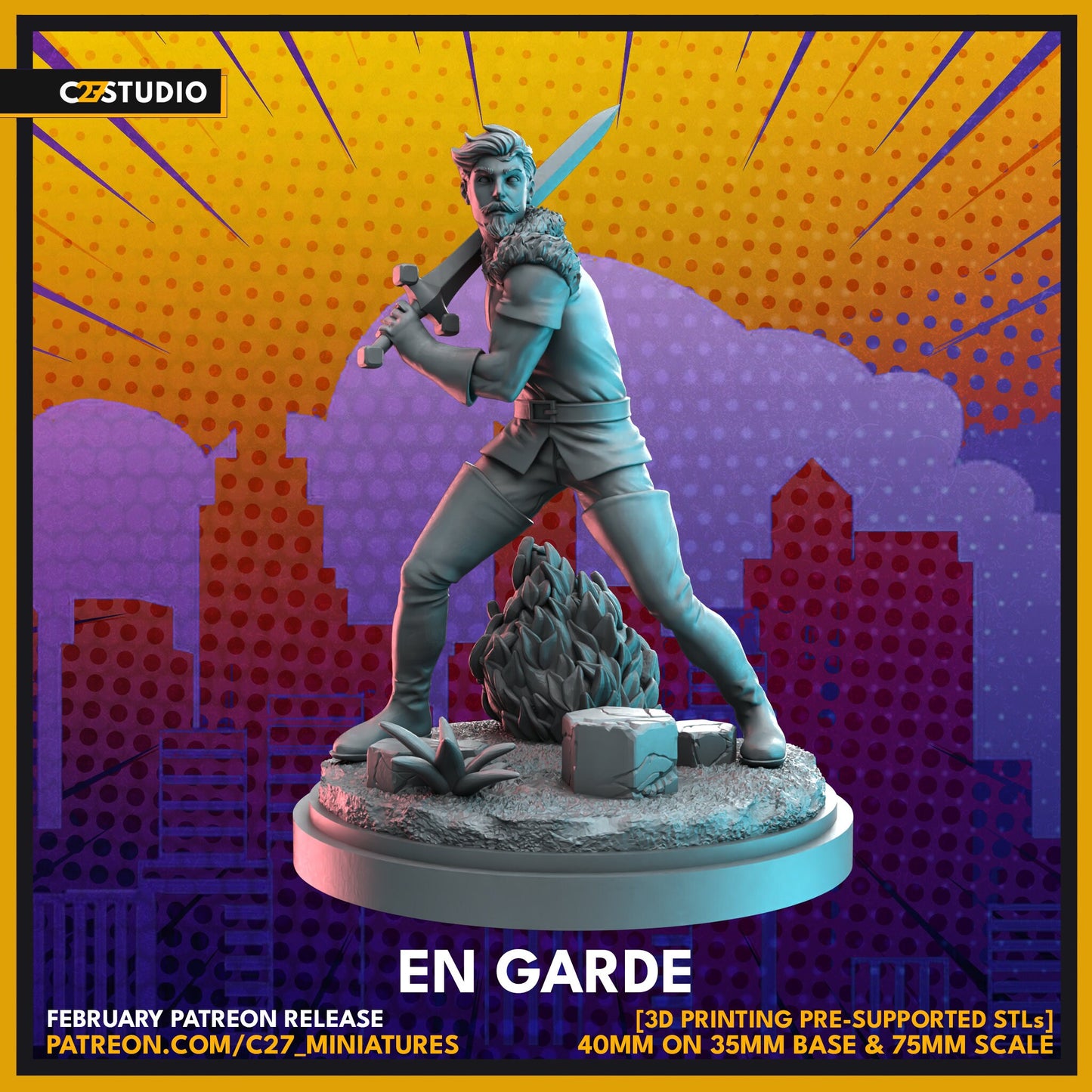 Fandral / En Garde 40mm miniature (sculpted by C27 collectibles) (Crisis Protocol Proxy/Alternative)