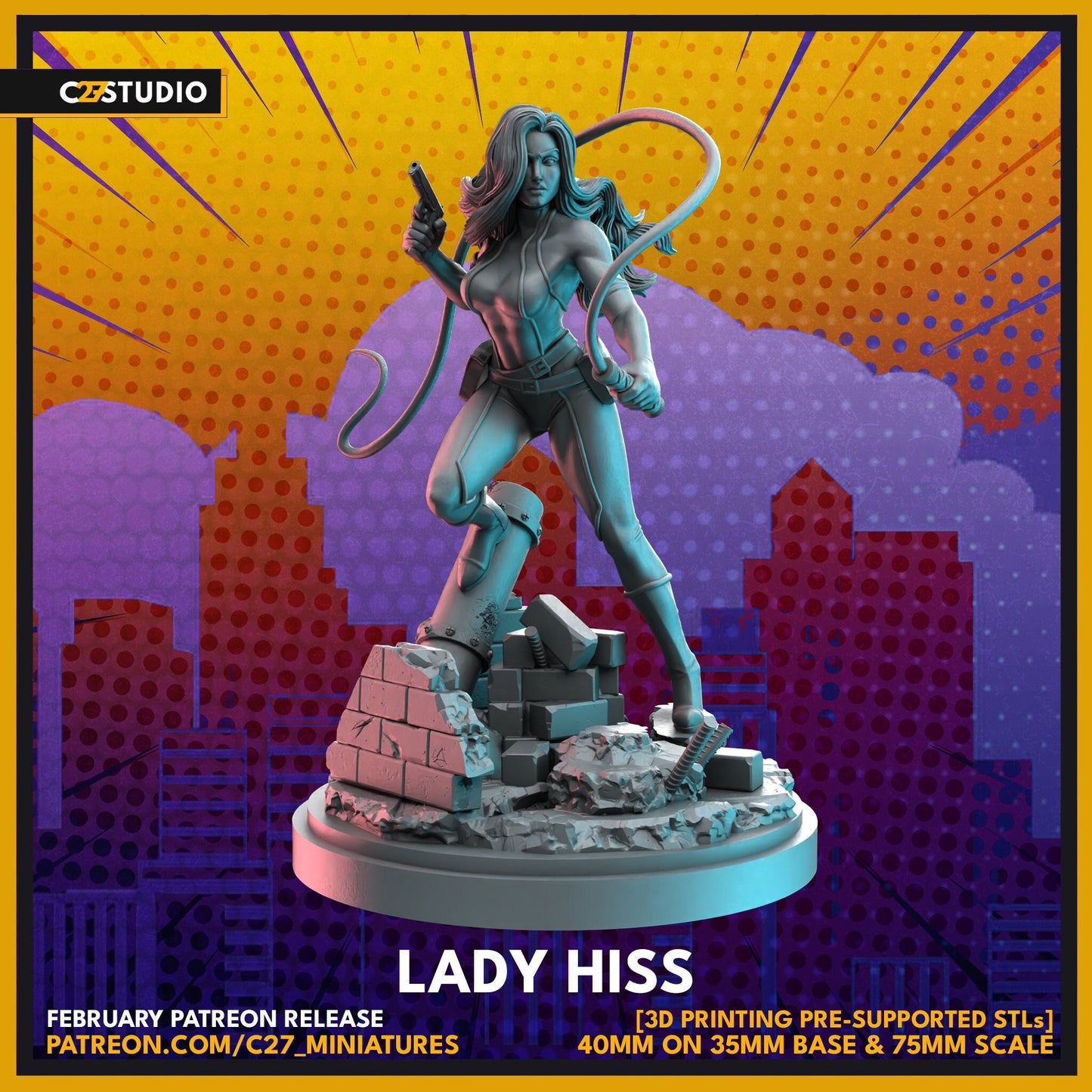 Viper / Lady Hiss 40mm miniature (sculpted by C27 collectibles) (Crisis Protocol Proxy/Alternative)