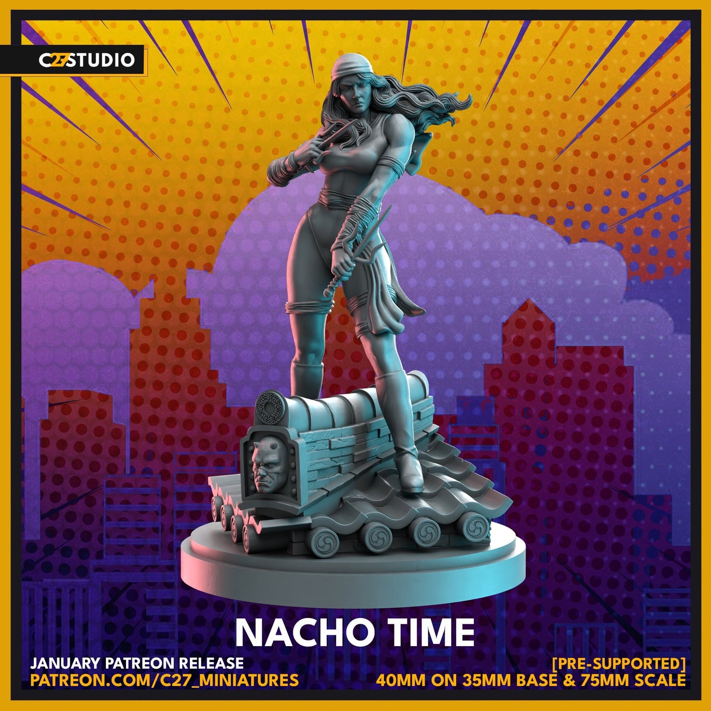 Elektra / Nacho Time 40mm miniature (sculpted by C27 Studios) (Crisis Protocol Proxy/Alternative)