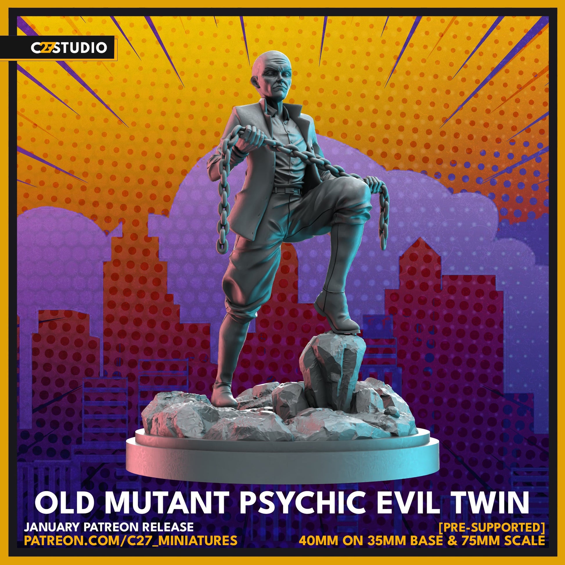 Cassandra Nova / Old Mutant Psychic Evil Twin 40mm miniature (sculpted by C27 collectibles) (Crisis Protocol Proxy/Alternative)