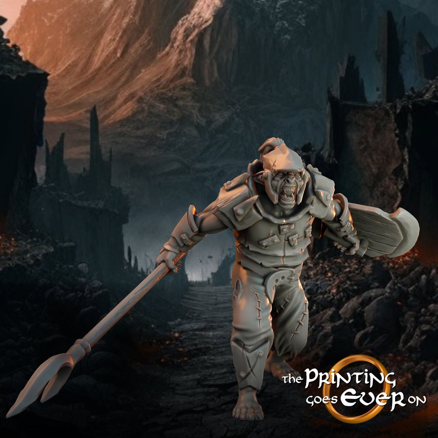 Assault Orc Spearman B - Forces of Evil - Vol. 1(sculpted by Print Goes Ever On)