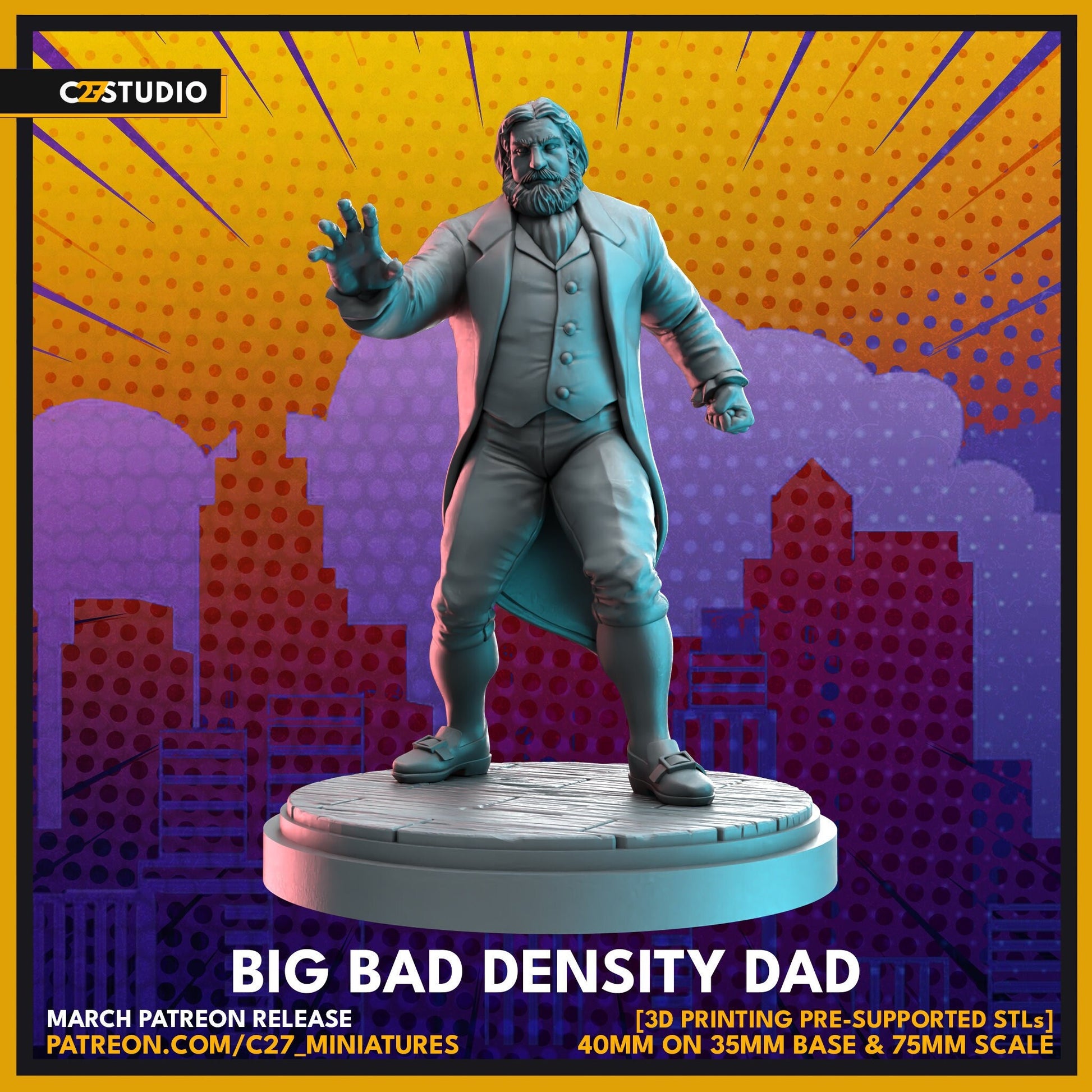 Big Bad Density Dad / Harry Leland 40mm miniature (sculpted by C27 collectibles) (Crisis Protocol Proxy/Alternative)