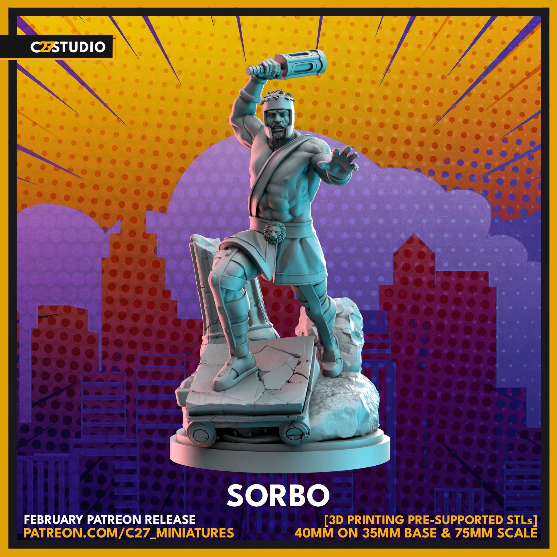 Sorbo / Hercules / Heracles 40mm miniature (sculpted by C27 collectibles) (Crisis Protocol Proxy/Alternative)