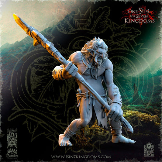 Mountain Troll with scythe (sculpted by Beholder Miniatures)