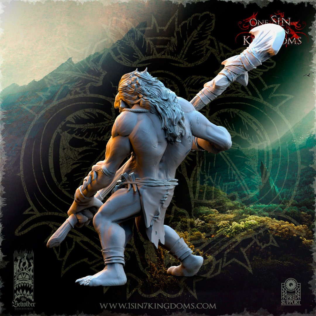 Mountain Troll with scythe (sculpted by Beholder Miniatures)