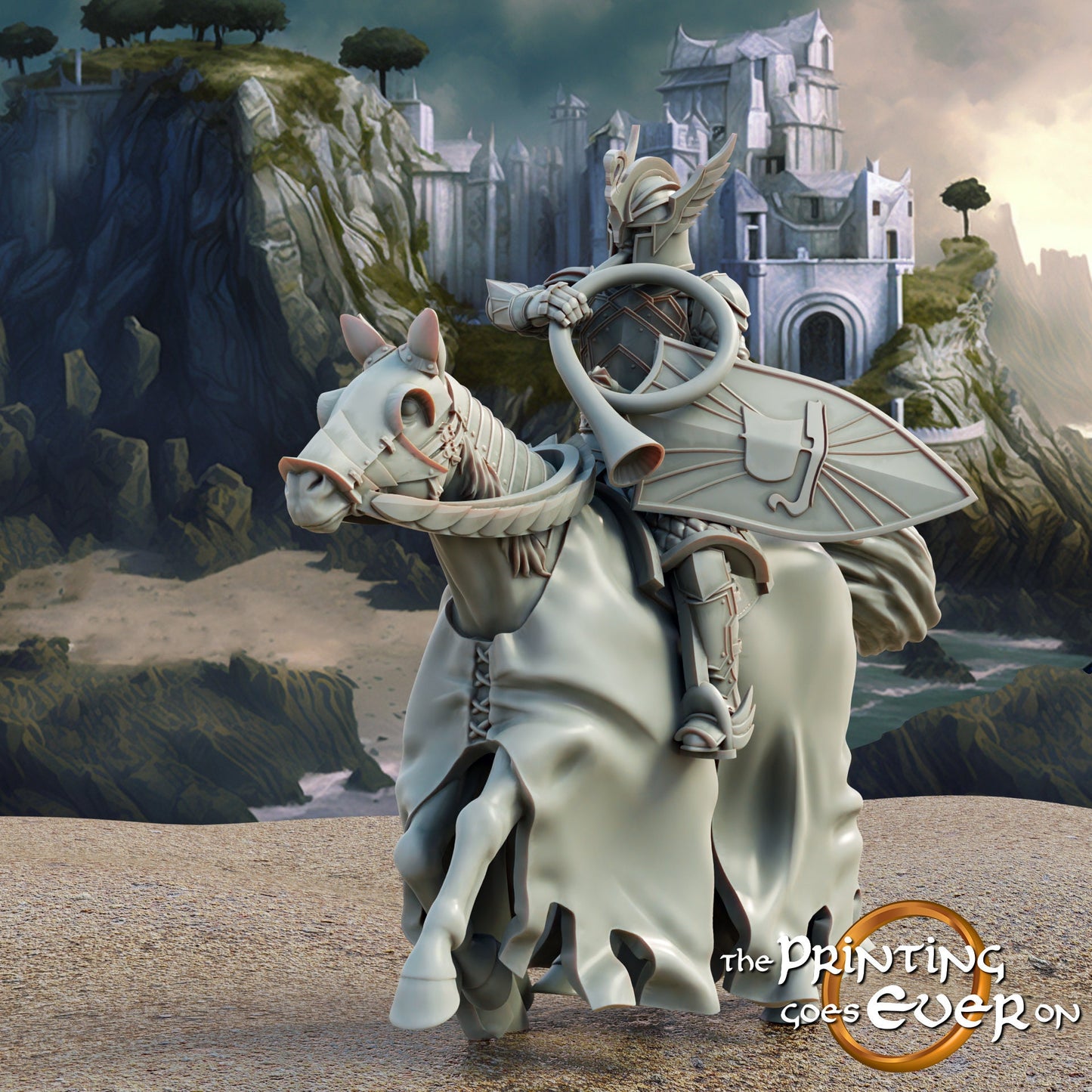 Swan Knight Mounted - Musician (sculpted by Print Goes Ever On)