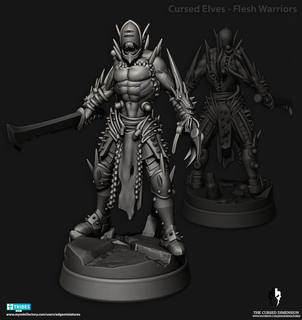 Flesh Warrior Squad - Cursed Elves - Set of 8 (Sculpted by Edge Miniatures)