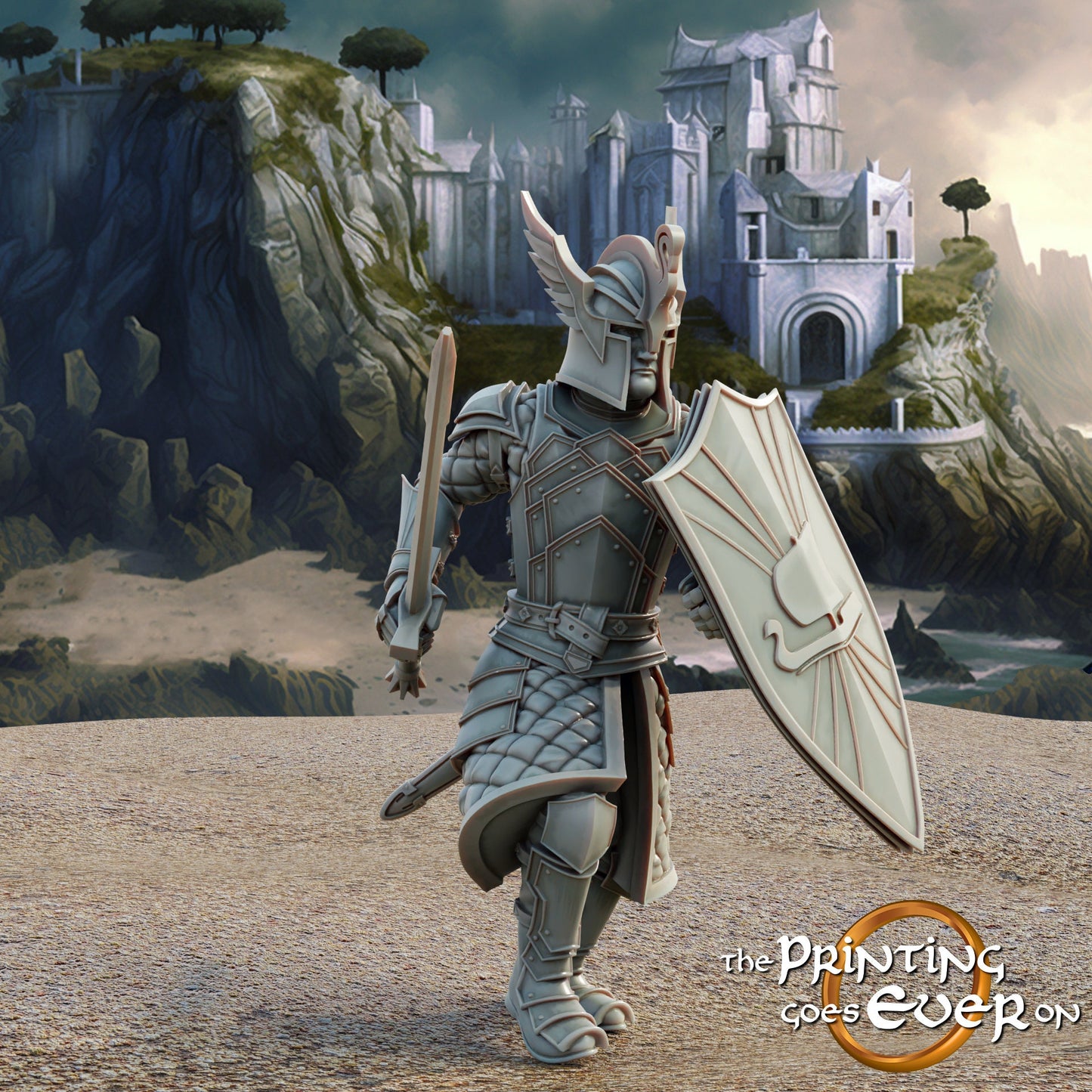 Swan Knight on Foot - Pose A (sculpted by Print Goes Ever On)