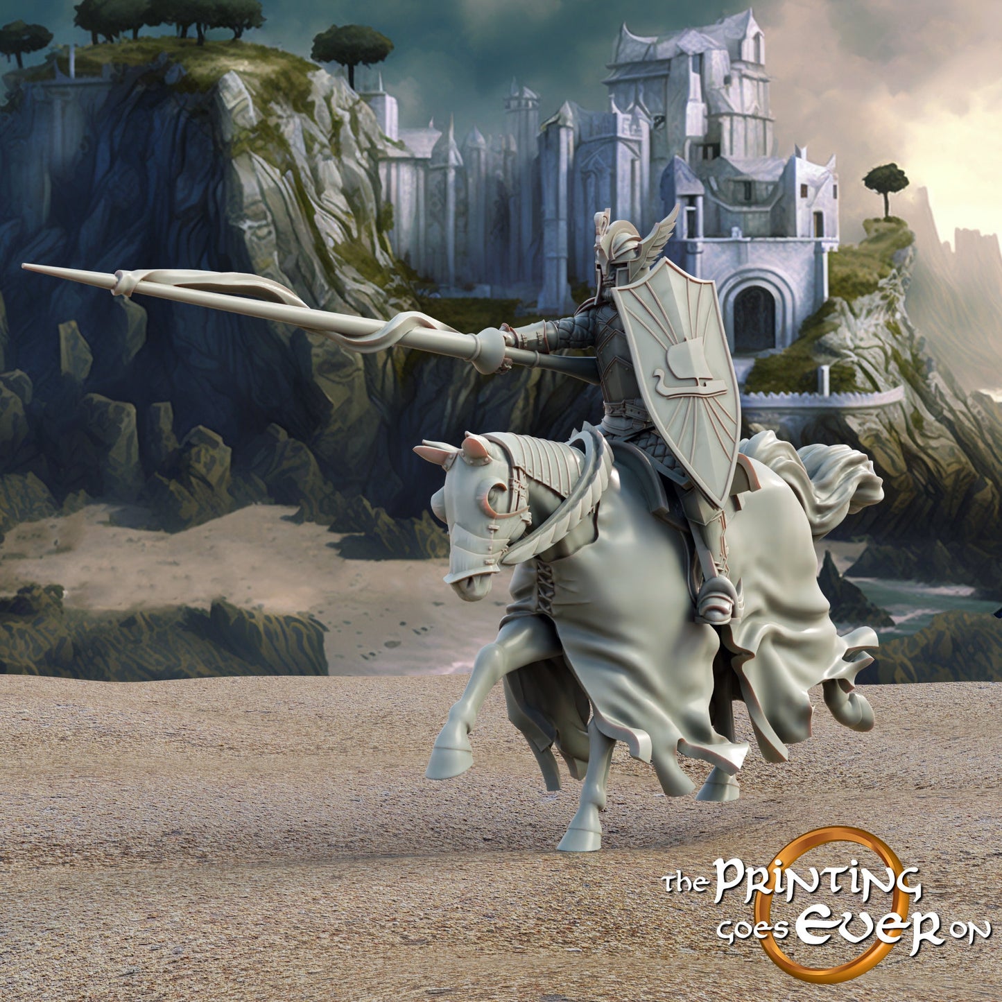 Swan Knight Mounted - Pose B (sculpted by Print Goes Ever On)