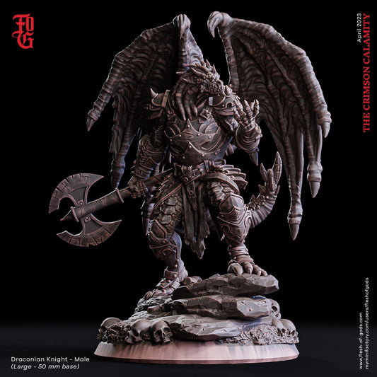 Draconian Knight (Male) - The Crimson Calamity (sculpted by Flesh of Gods miniatures)