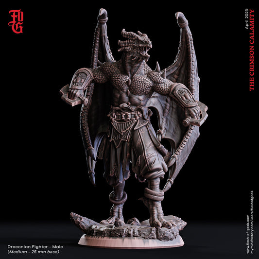 Draconian Fighter (Male) - The Crimson Calamity (sculpted by Flesh of Gods miniatures)