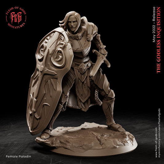 Female Paladin - The Godless Inquisition (sculpted by Flesh of Gods miniatures)