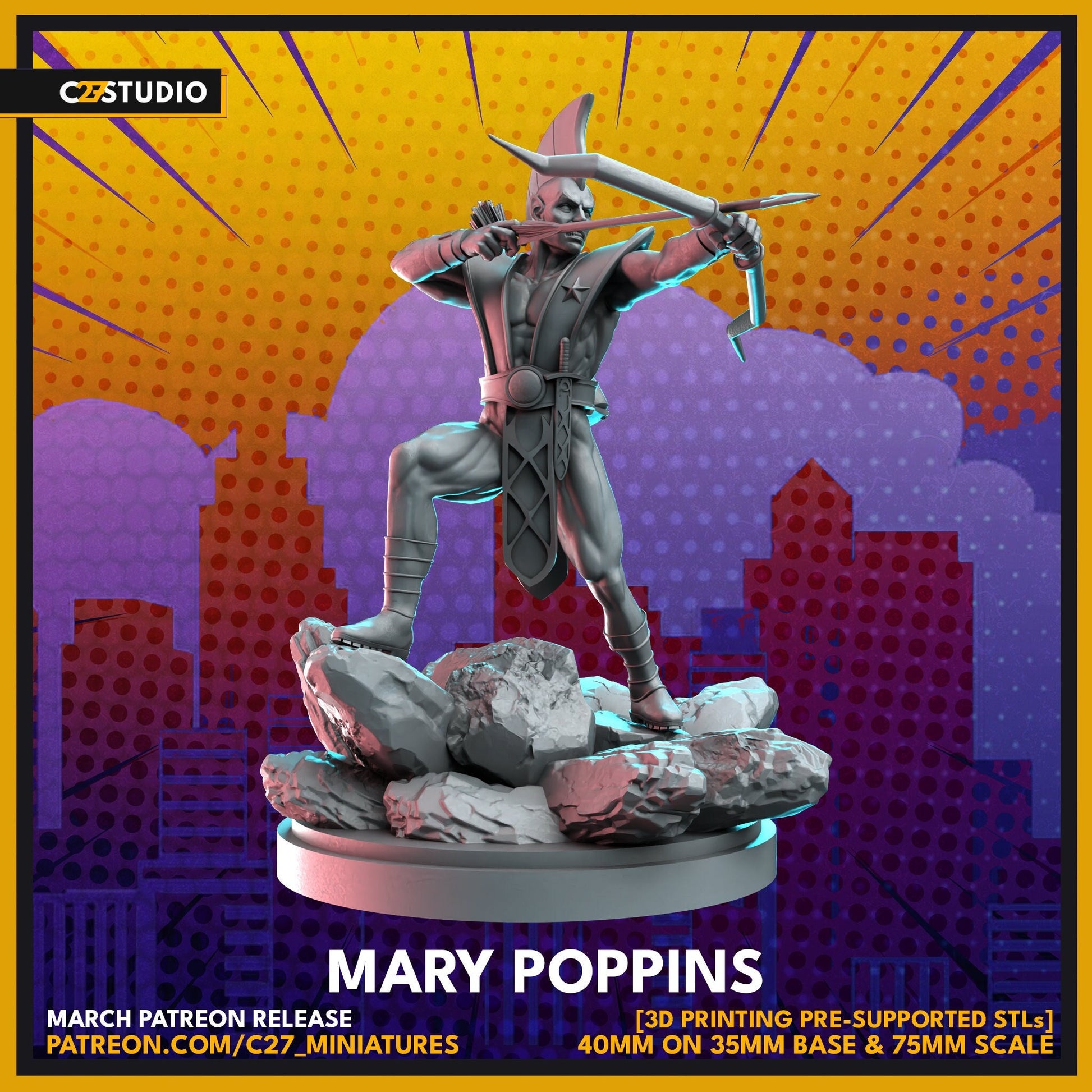 Yondu / Mary Poppins 40mm miniature (sculpted by C27 collectibles) (Crisis Protocol Proxy/Alternative)