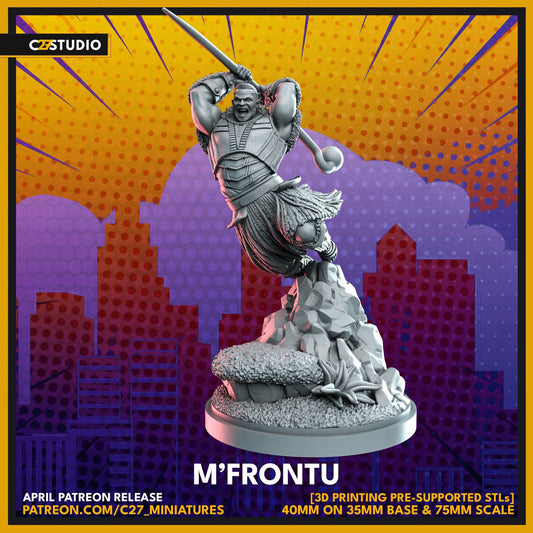 M'baku / M'Frontu 40mm miniature (sculpted by C27 collectibles) (Crisis Protocol Proxy/Alternative)