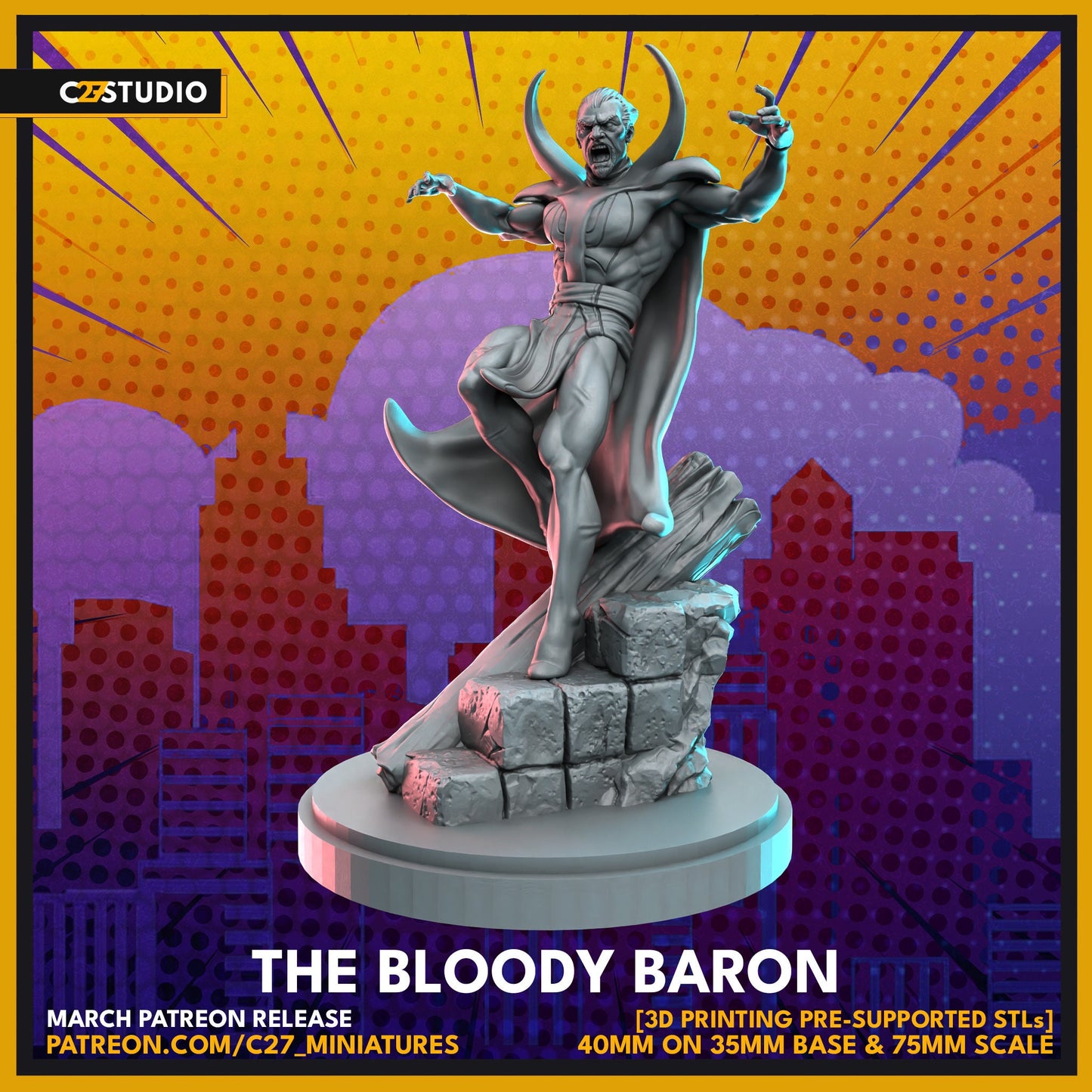 Baron Mordo / Bloody Baron 40mm miniature (sculpted by C27 collectibles) (Crisis Protocol Proxy/Alternative)