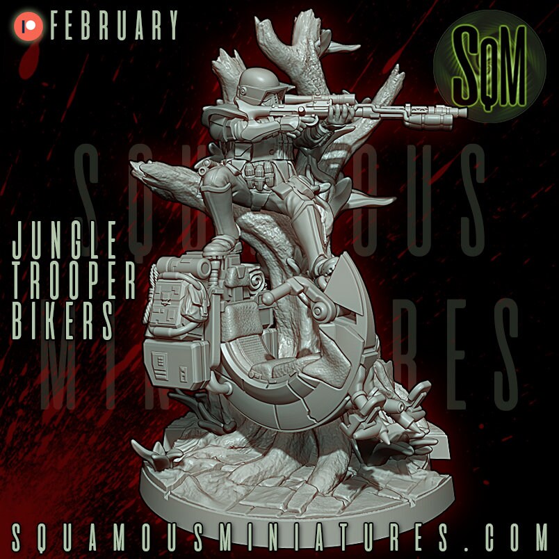 Jungle Trooper Biker (4 - diorama) (Sculpted by Squamous Miniatures)