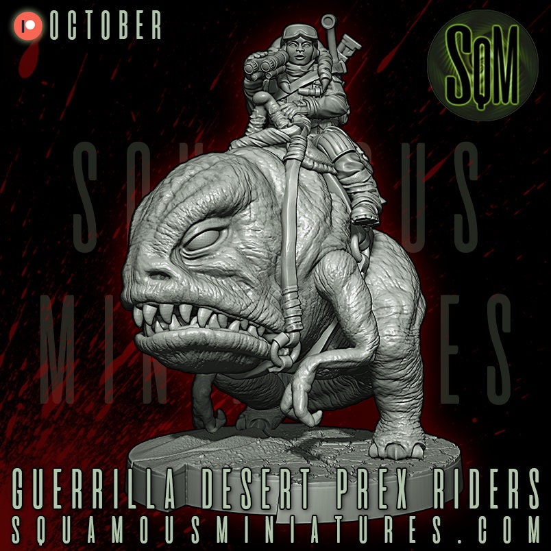 Guerrilla P-Rex Rider (2) (Sculpted by Squamous Miniatures)