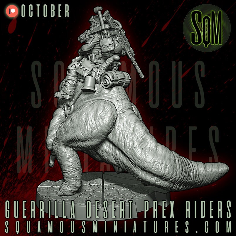 Guerrilla P-Rex Rider (2) (Sculpted by Squamous Miniatures)