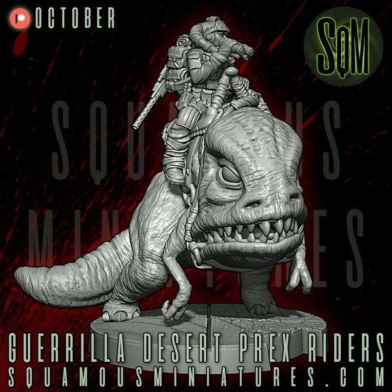 Guerrilla P-Rex Rider (2) (Sculpted by Squamous Miniatures)